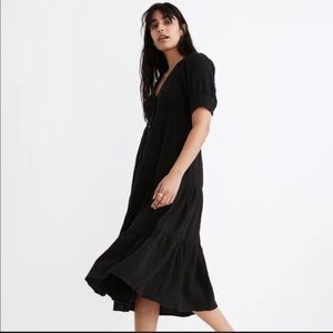 Madewell Lightspun Button Front Tiered midi dress